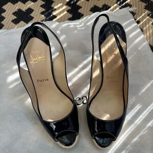 Christian Louboutin Patent Leather Slingback Sandals - Blue size 41.5